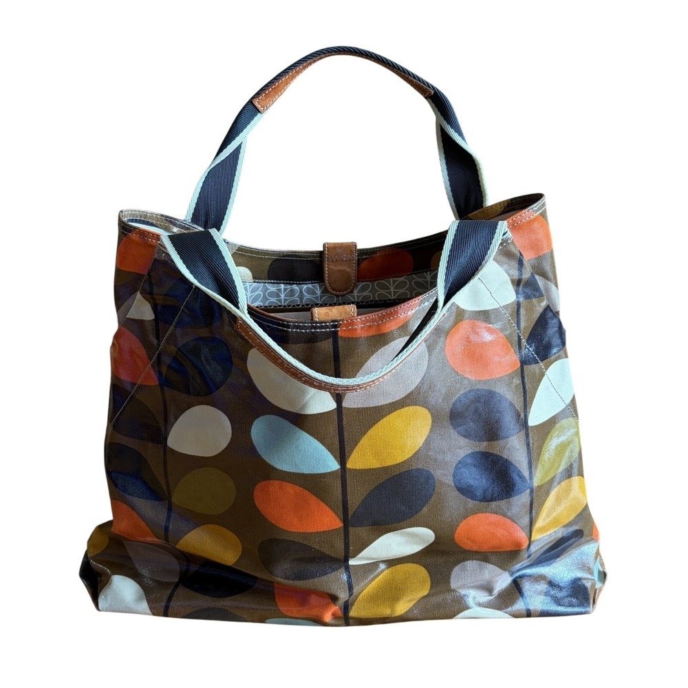 Orla Kiely Multi Stem Shoulder Bag Coated Canvas Multicolor Mod Boho Vintage